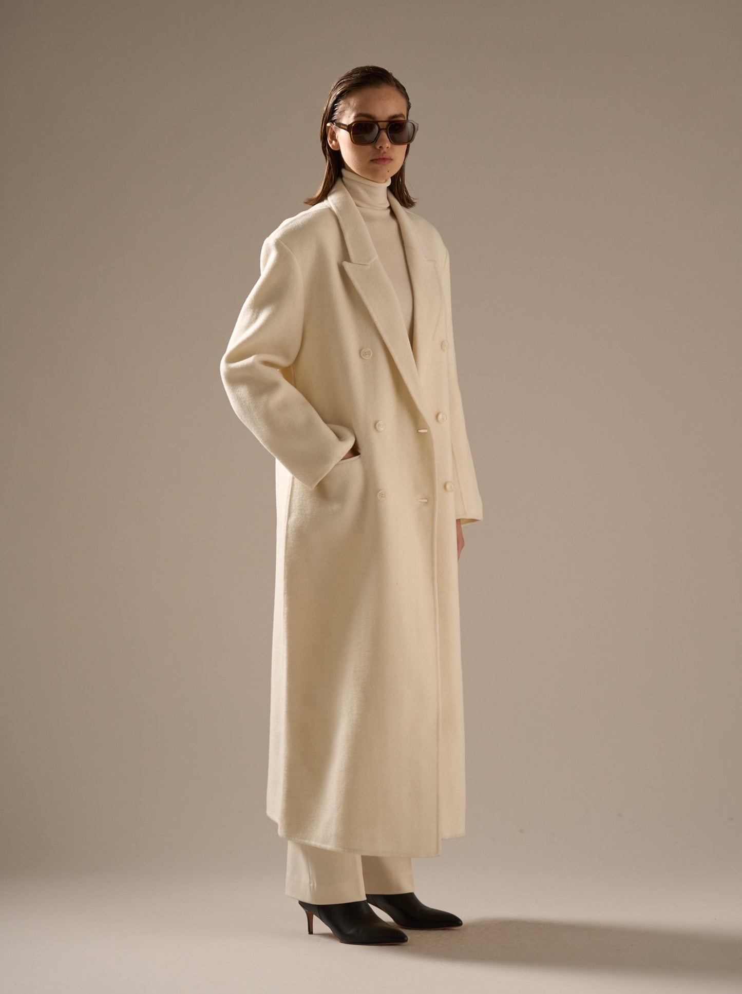 Claye Doublé Boyfriend Coat Ivory
