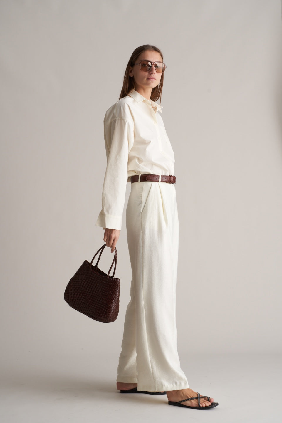 Azul Silky Wide Leg Pants Pearl