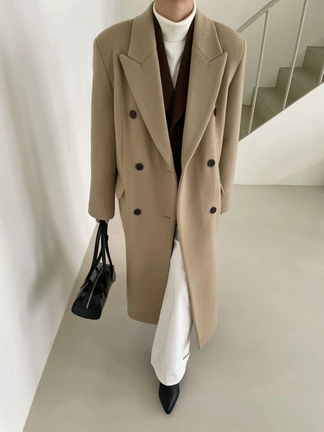 Banie Wool Boyfriend Coat Dune