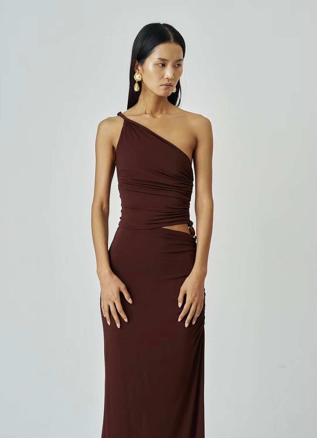 Seren Asymmetrical Dress Cocoa