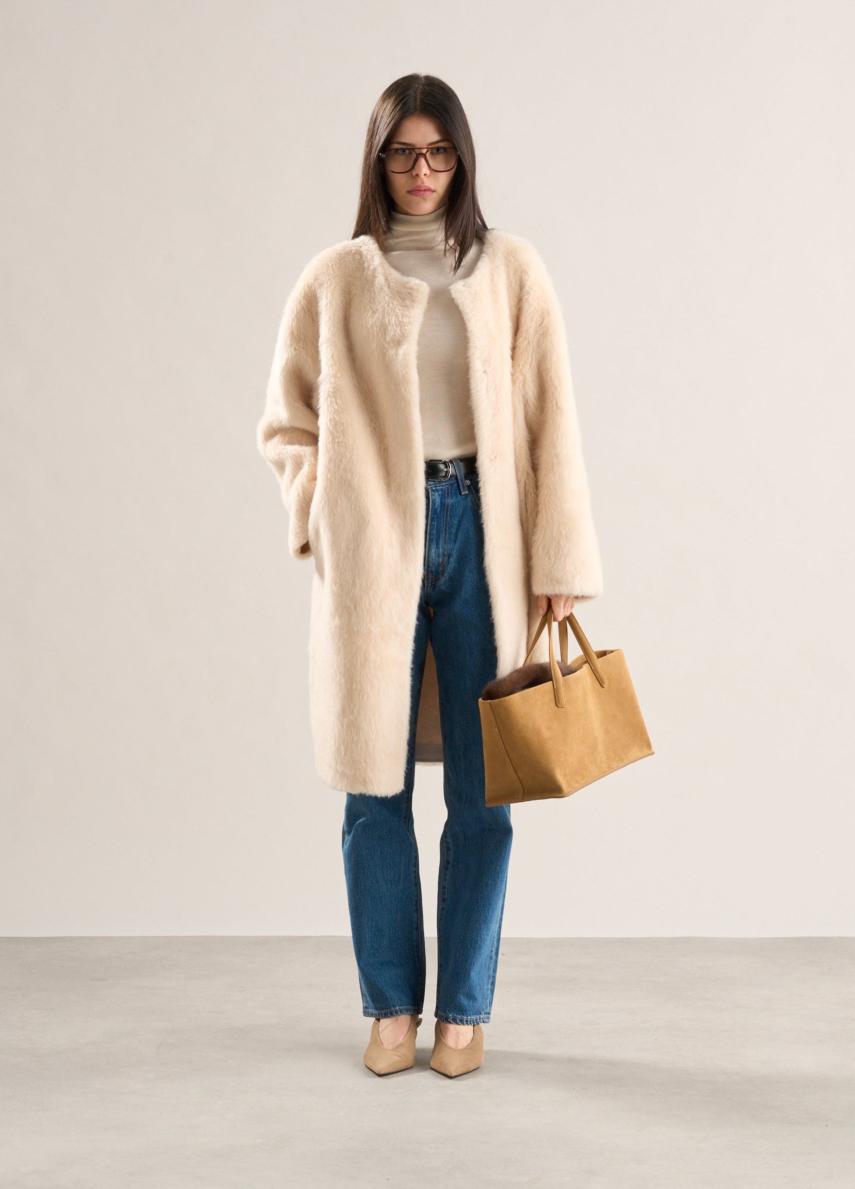 Nora Brushed Wool Coat Snow