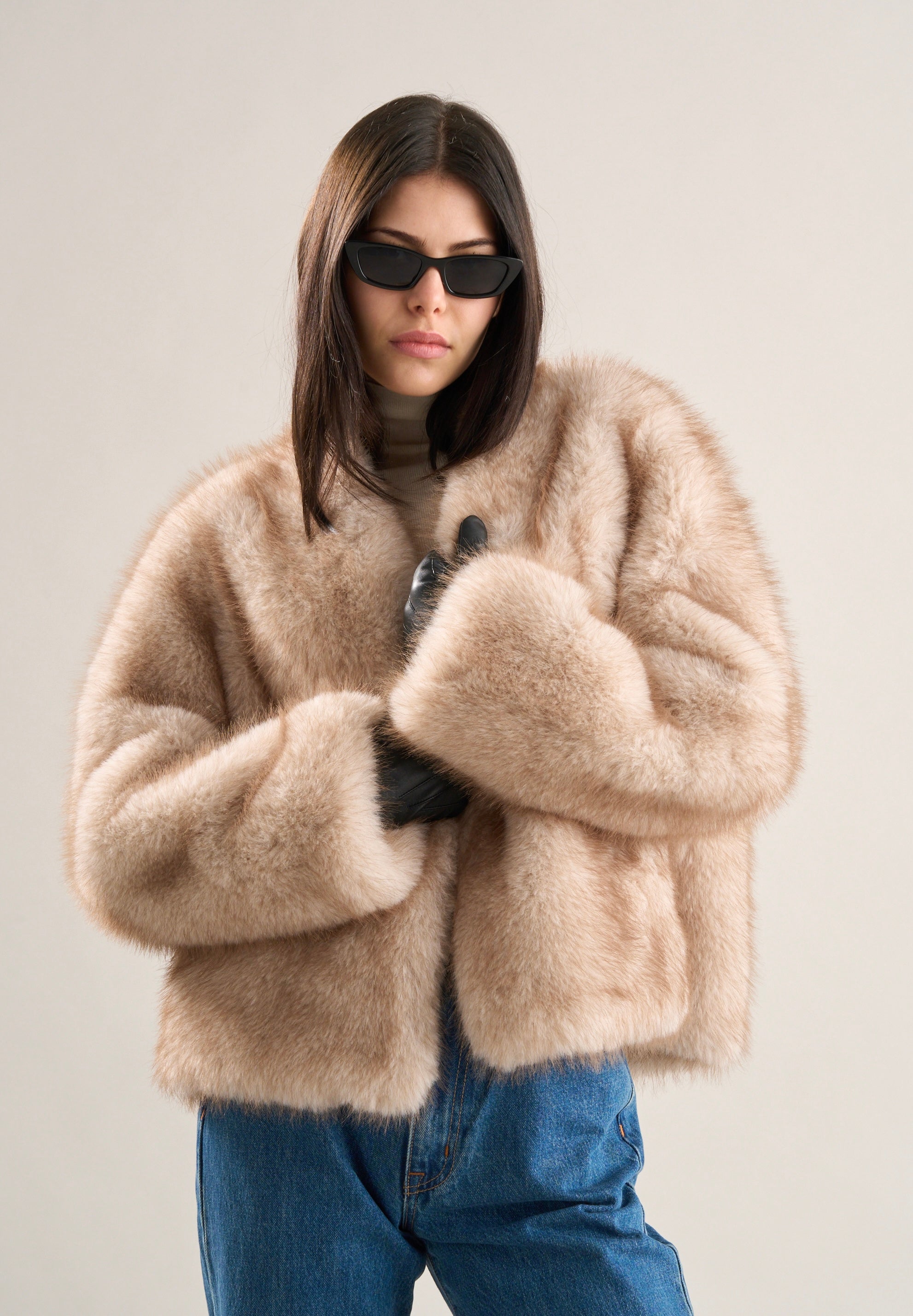 Lana Faux Fur Jacket Crema