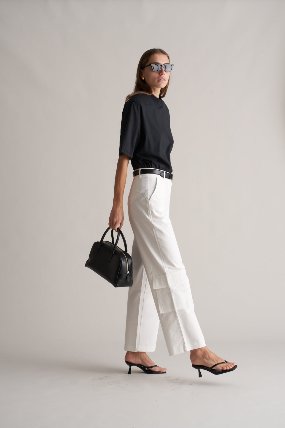 Portia Cotton Cargo Trousers Optic White
