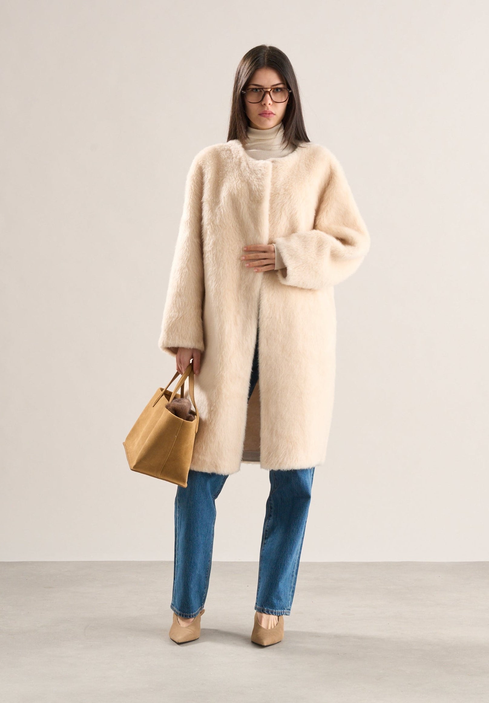 Nora Brushed Wool Coat Snow