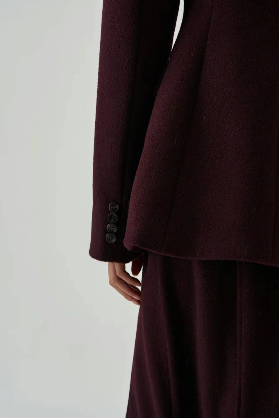 Roux Asymmetrical Wool Blend Blazer Oxblood