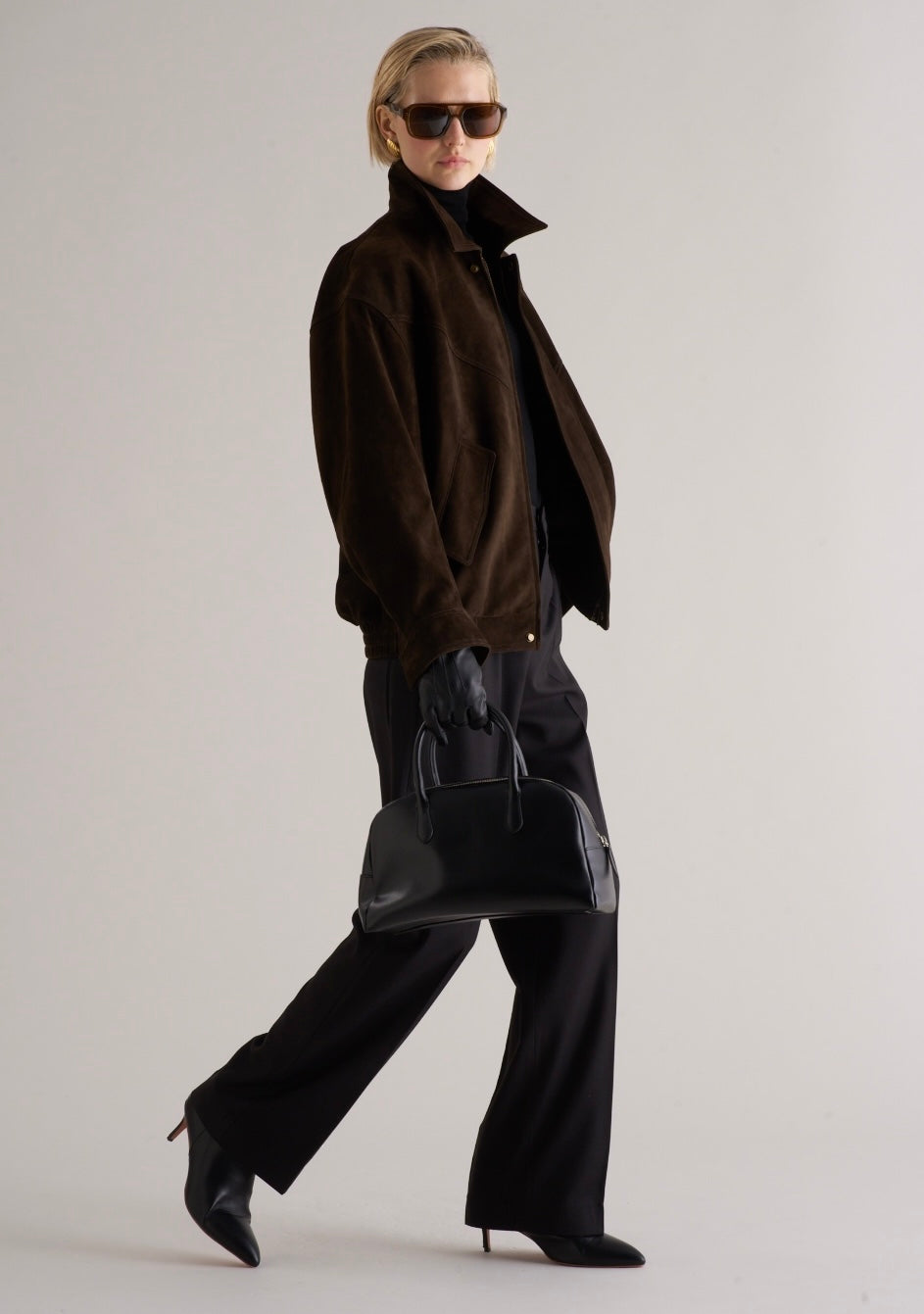 Loye Suede Bomber Jacket Espresso