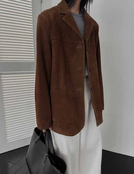 Lazero Suede Leather Jacket Coffee