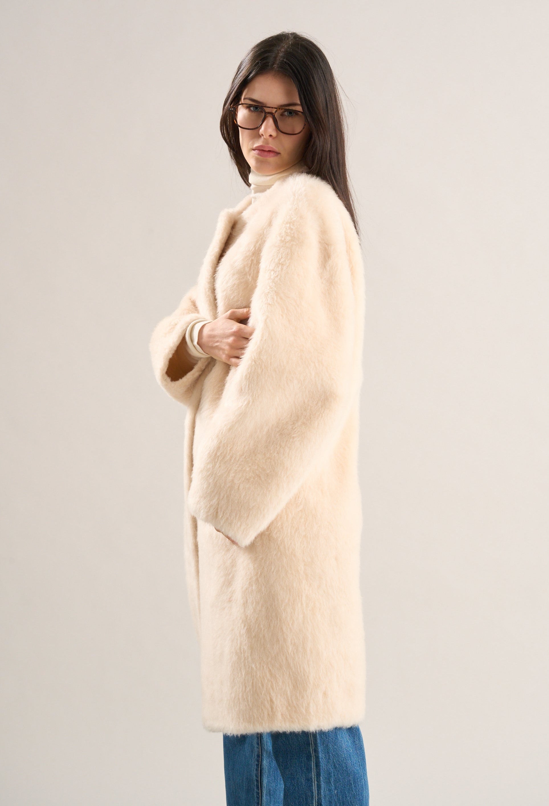 Nora Brushed Wool Coat Snow