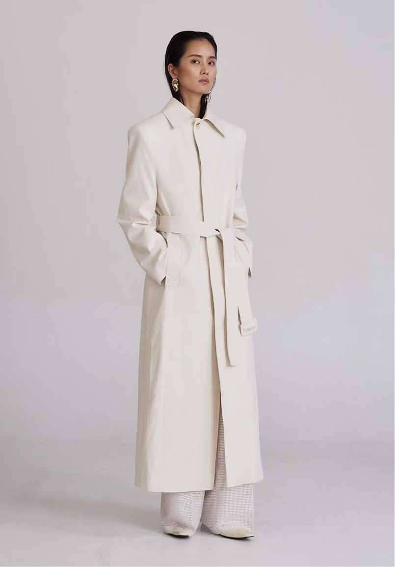Belsi Single Trench Coat Ivory