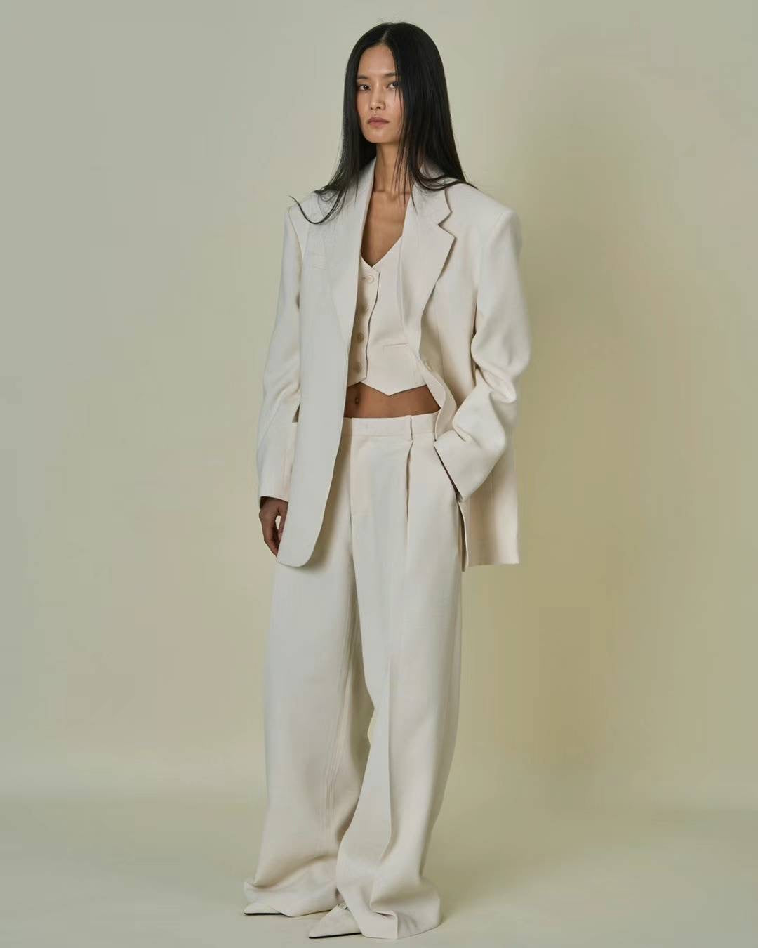 Valentina Pintuck Trousers Cream