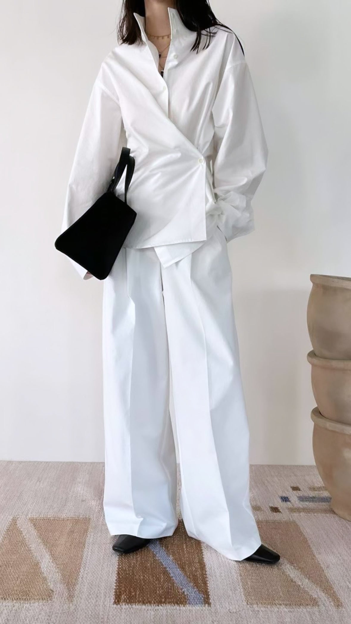 Taeis Asymmetrical Poplin Shirt Optic White