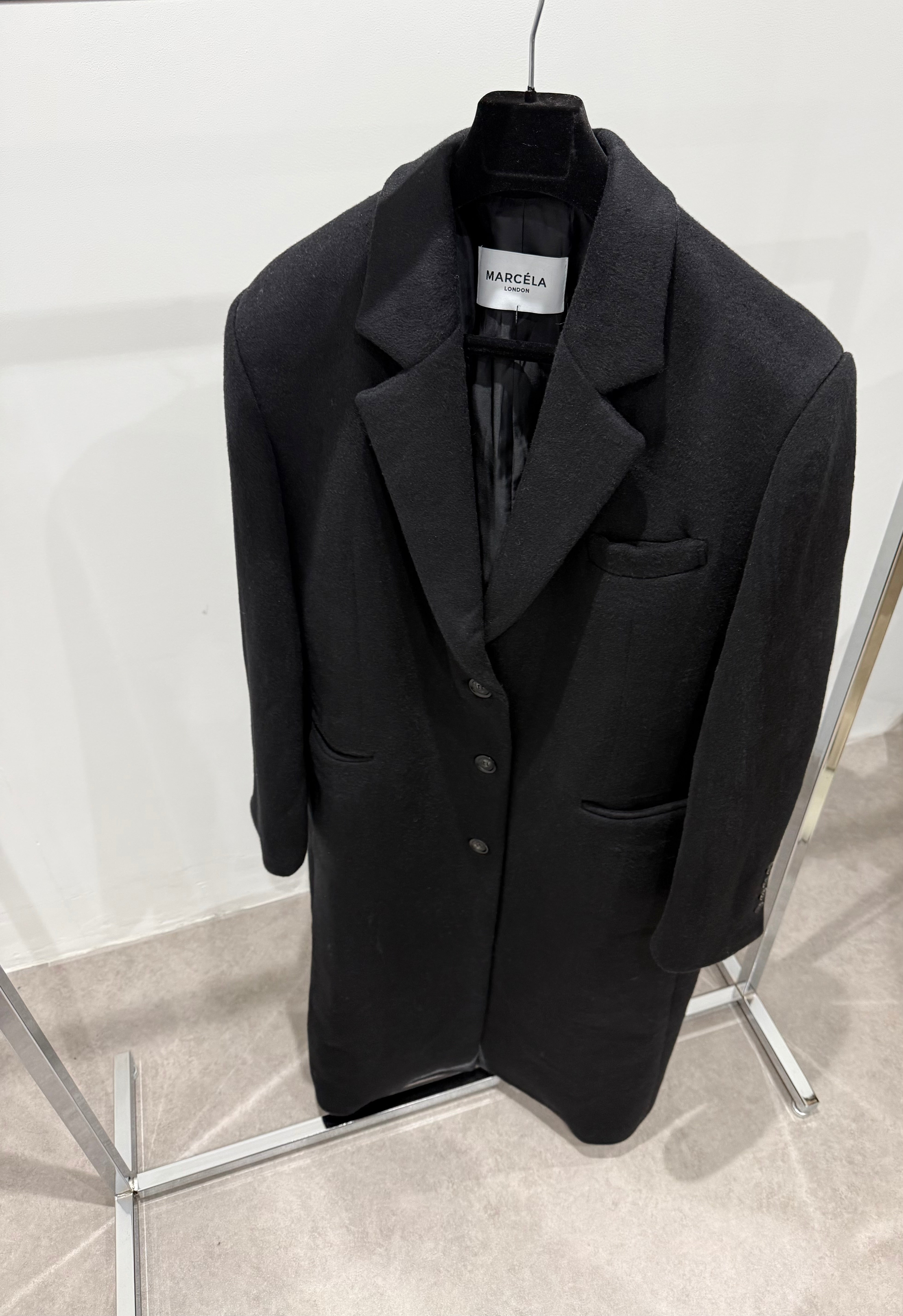 Single Breasted Wool Coat Black