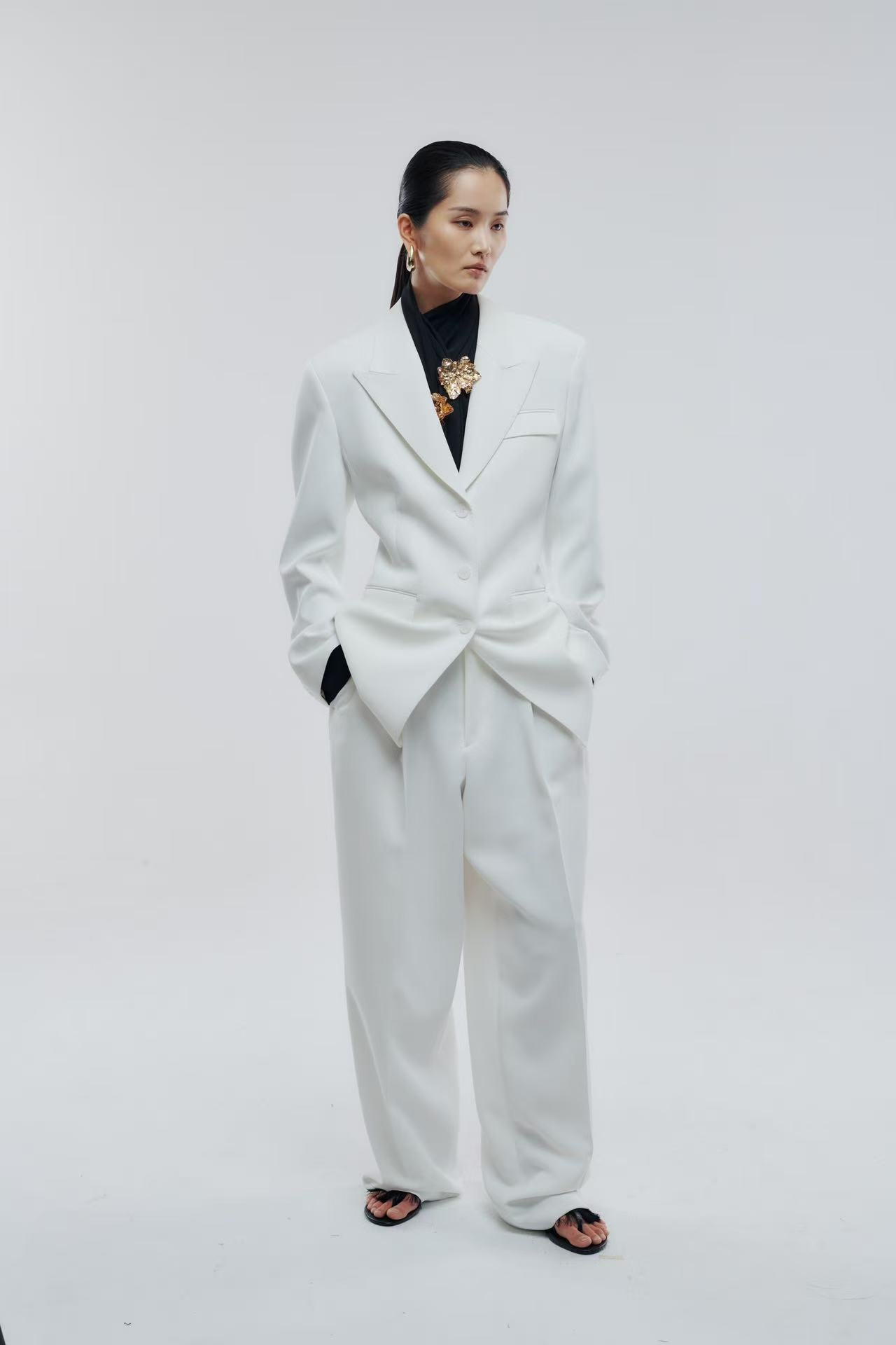 Dee Pintuck Trousers Optic White