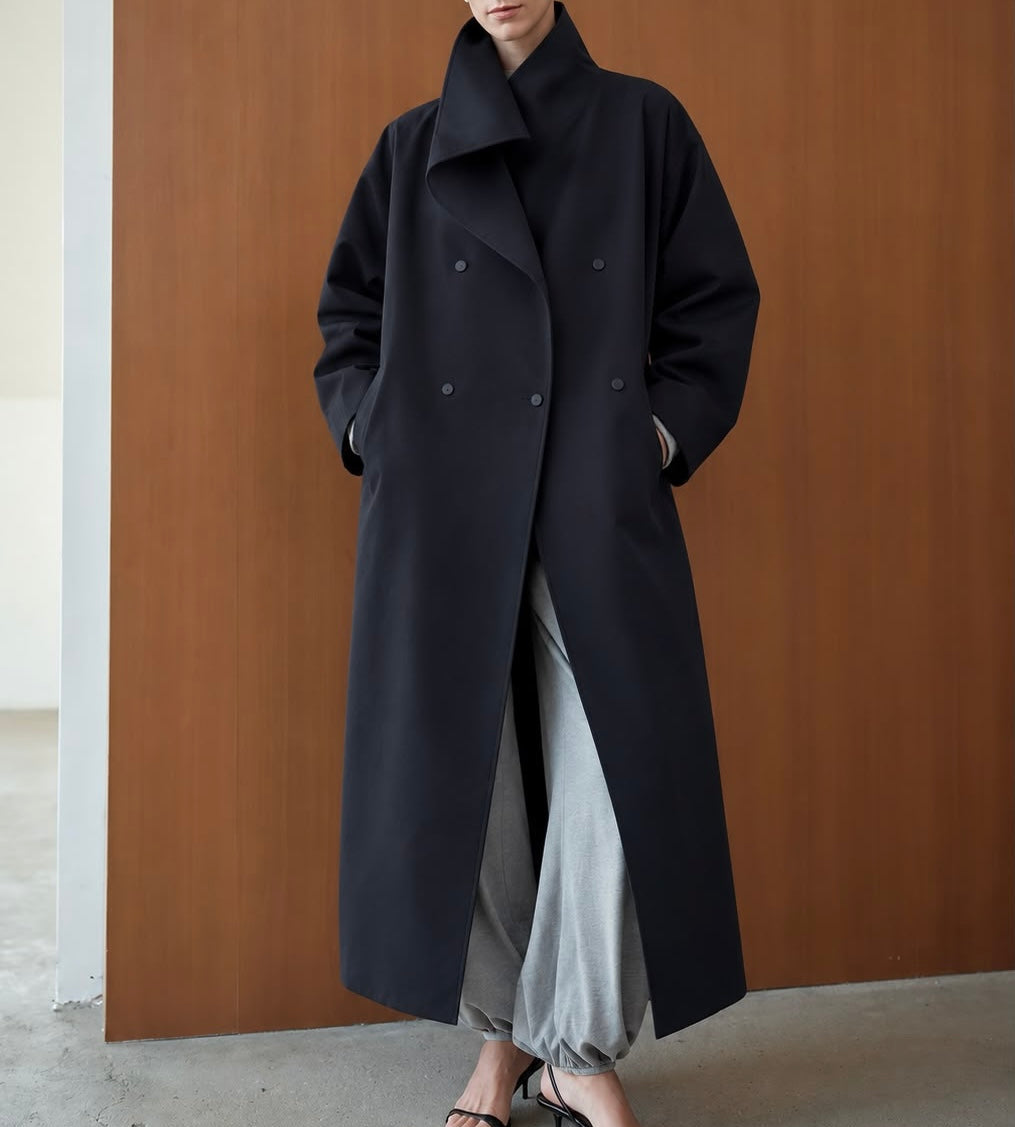 Fraye Funnel Neck Trench Navy