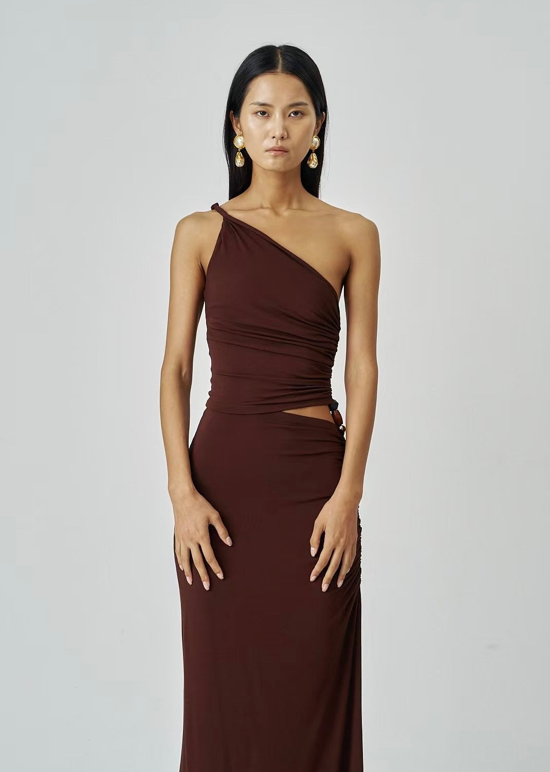 Seren Asymmetrical Dress Cocoa