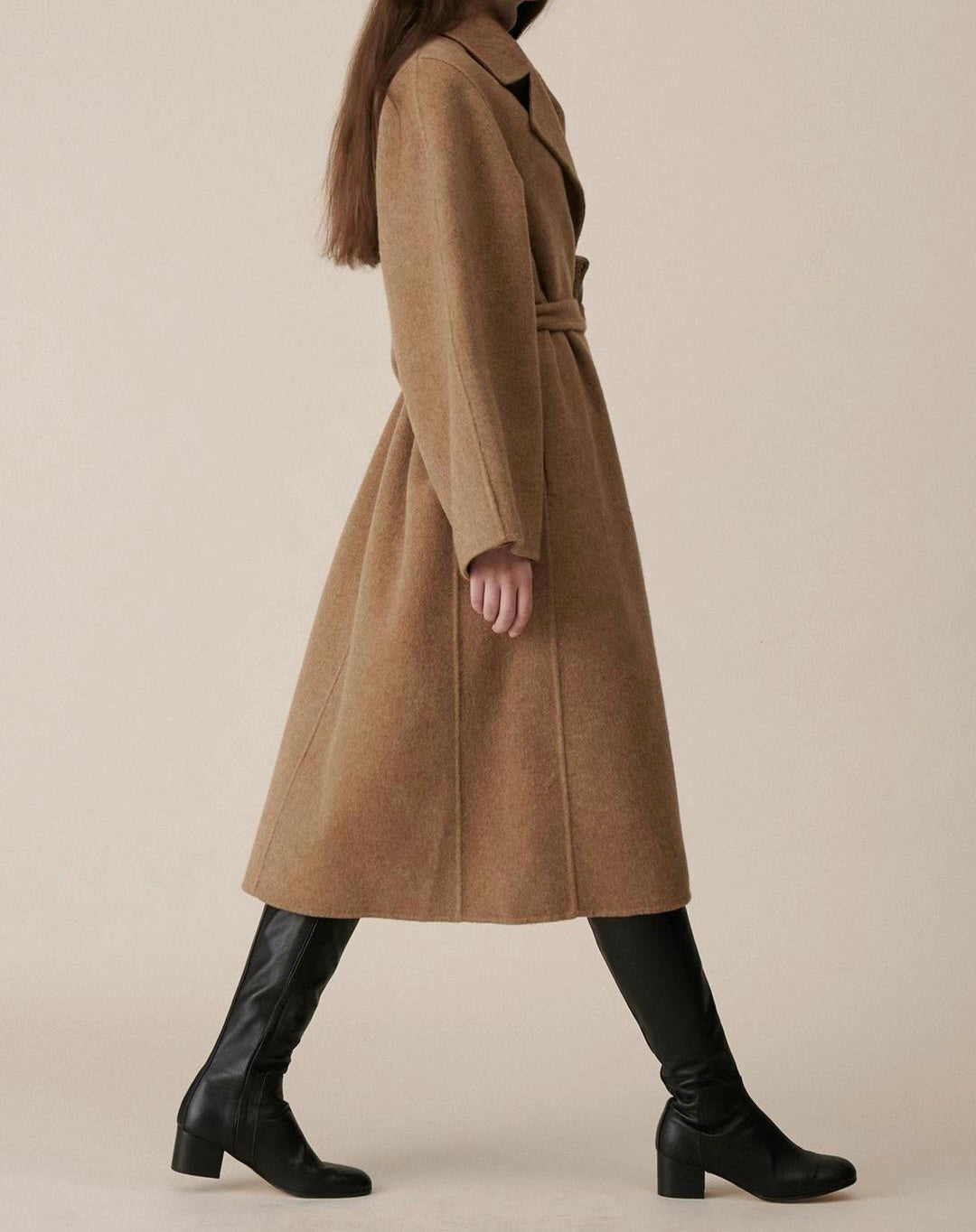 Maia Wool Coat With Scarf Camel