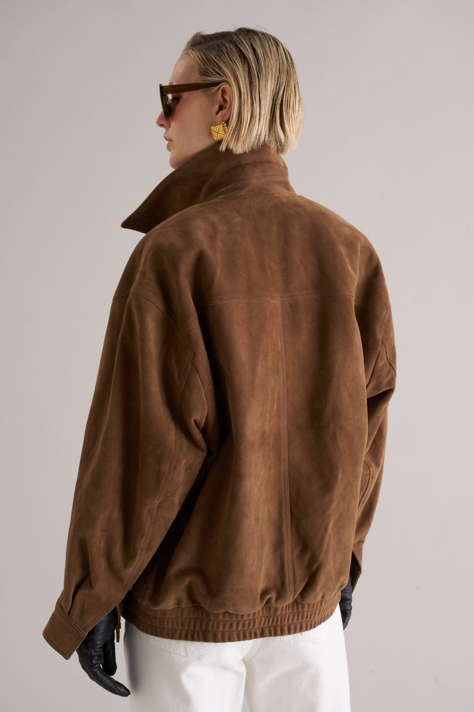 Loye Suede Bomber Jacket Honey