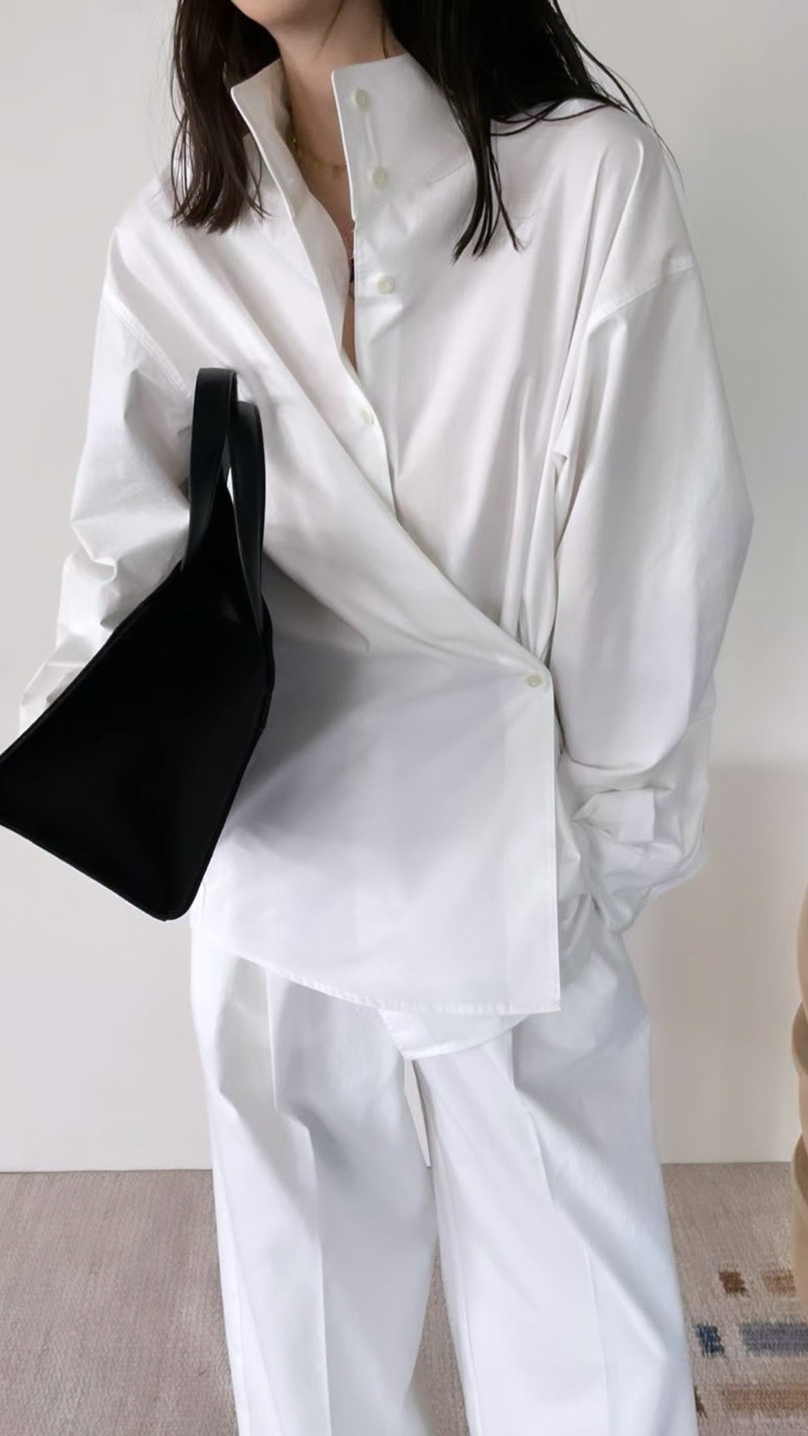 Taeis Asymmetrical Poplin Shirt Optic White