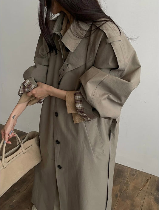 Yvet Double Breasted Trench Coat Khaki