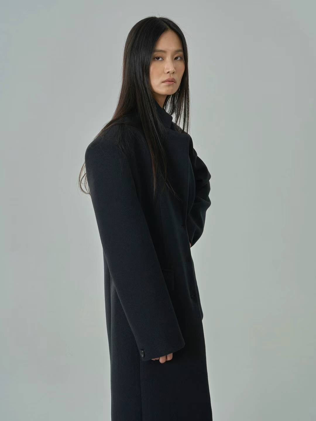 Robyn Wool Blend Overcoat Black