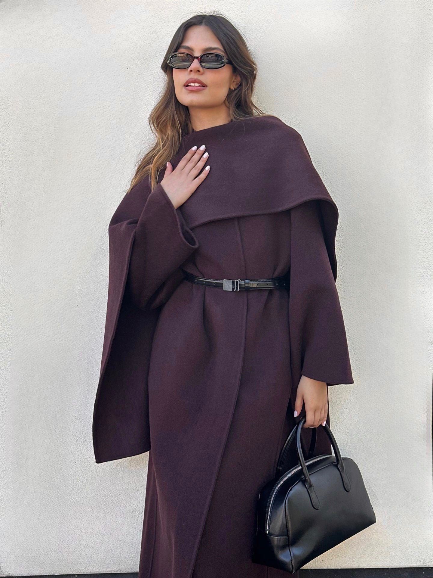 Tala Wool Coat with Scarf Oxblood