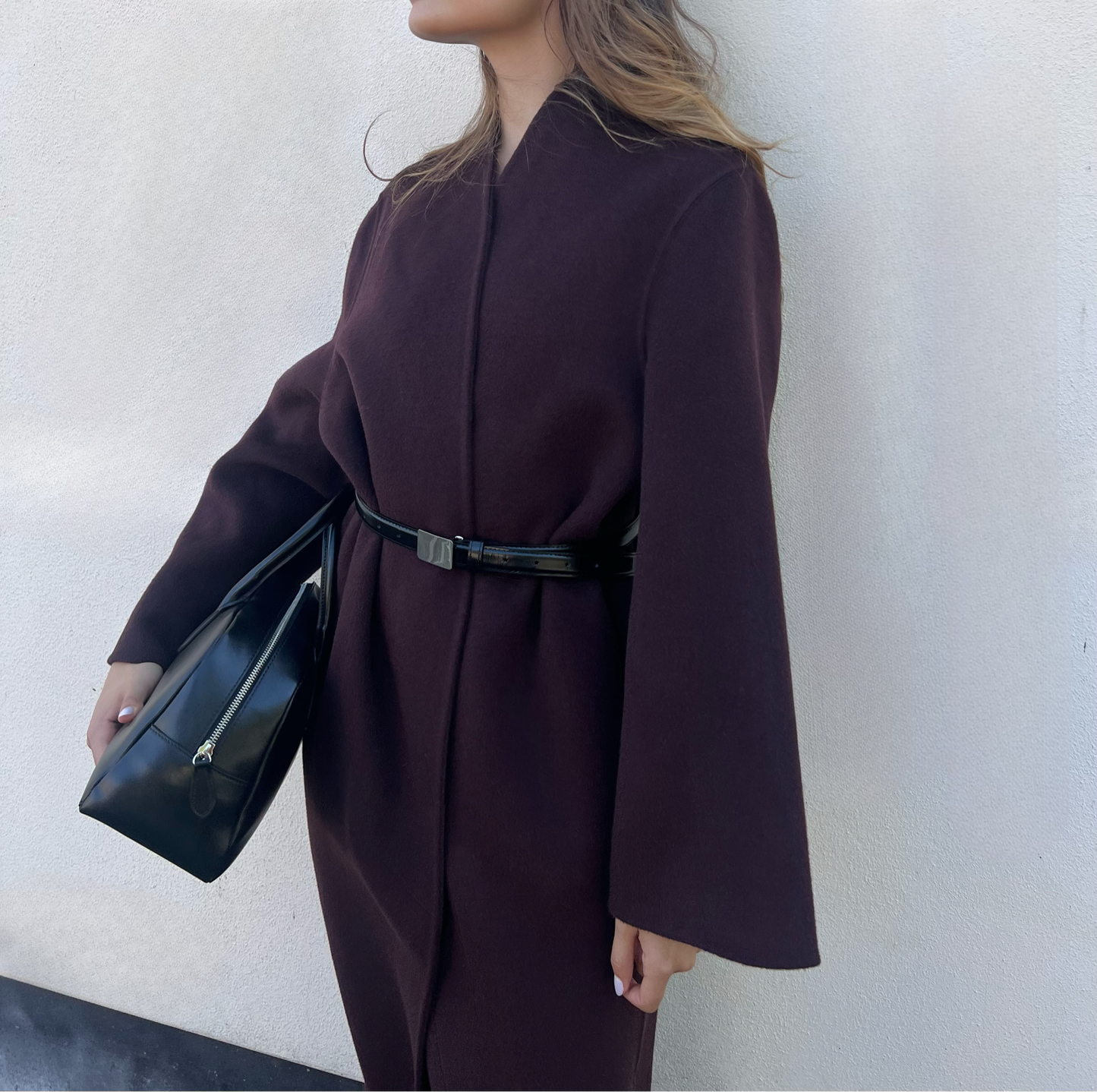 Tala Wool Coat with Scarf Oxblood