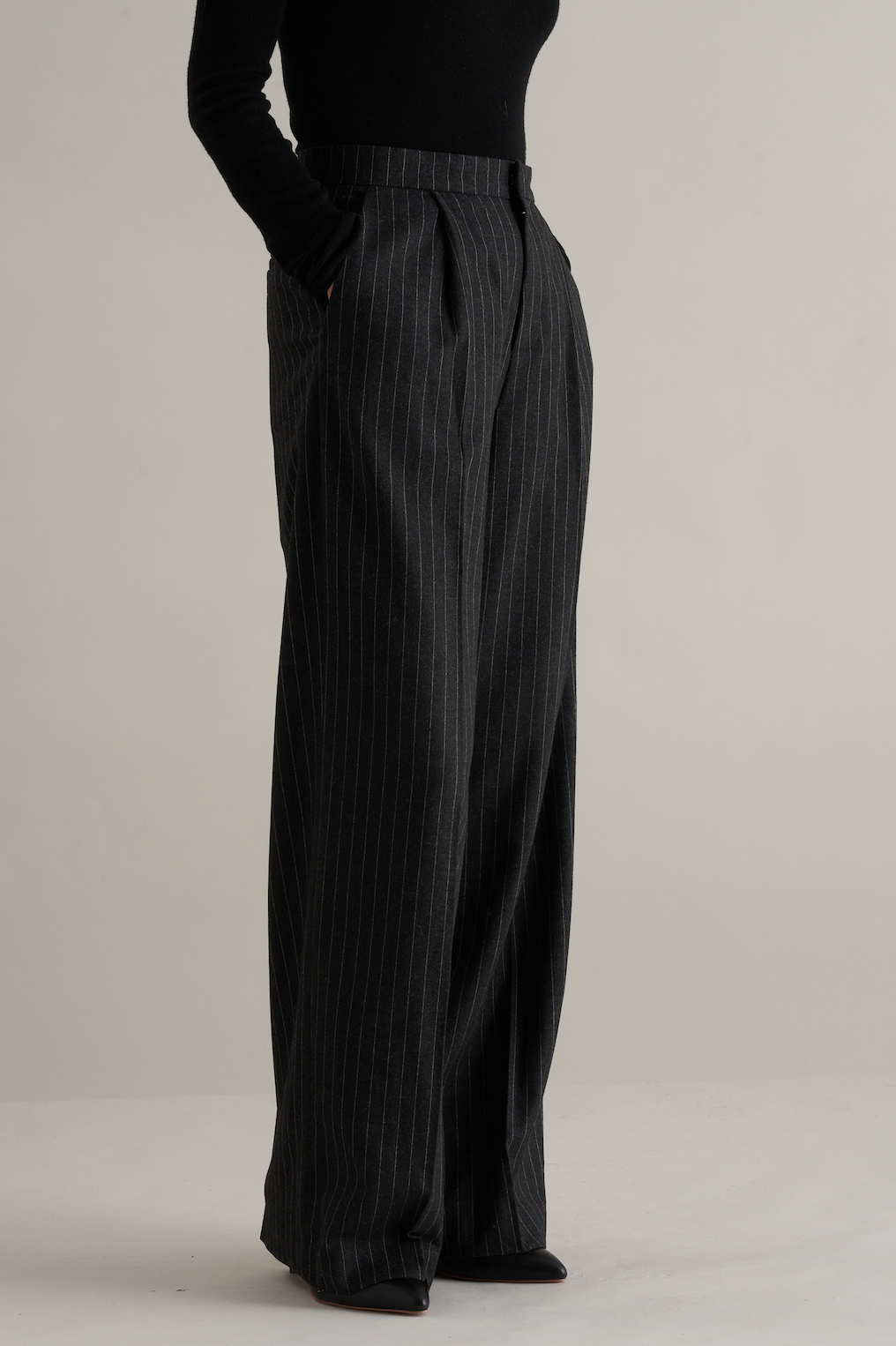 Tobi Wool Pinstripe Trousers