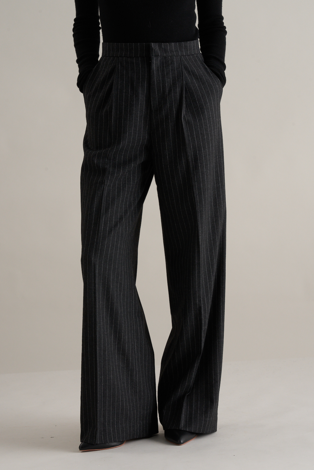 Tobi Wool Pinstripe Trousers