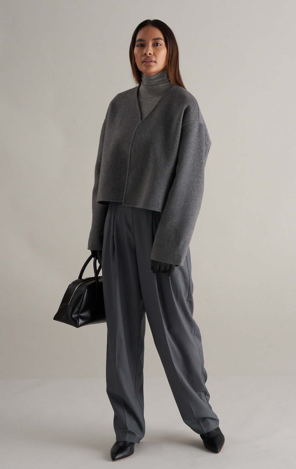 Lana Cropped Wool Jacket Grey