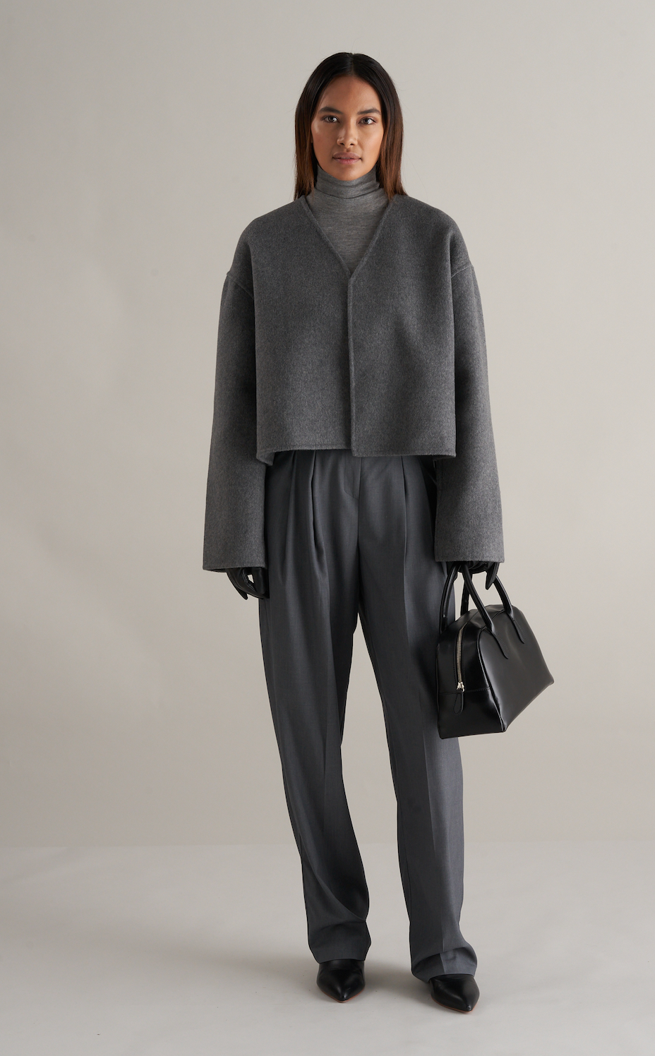 Lana Cropped Wool Jacket Grey