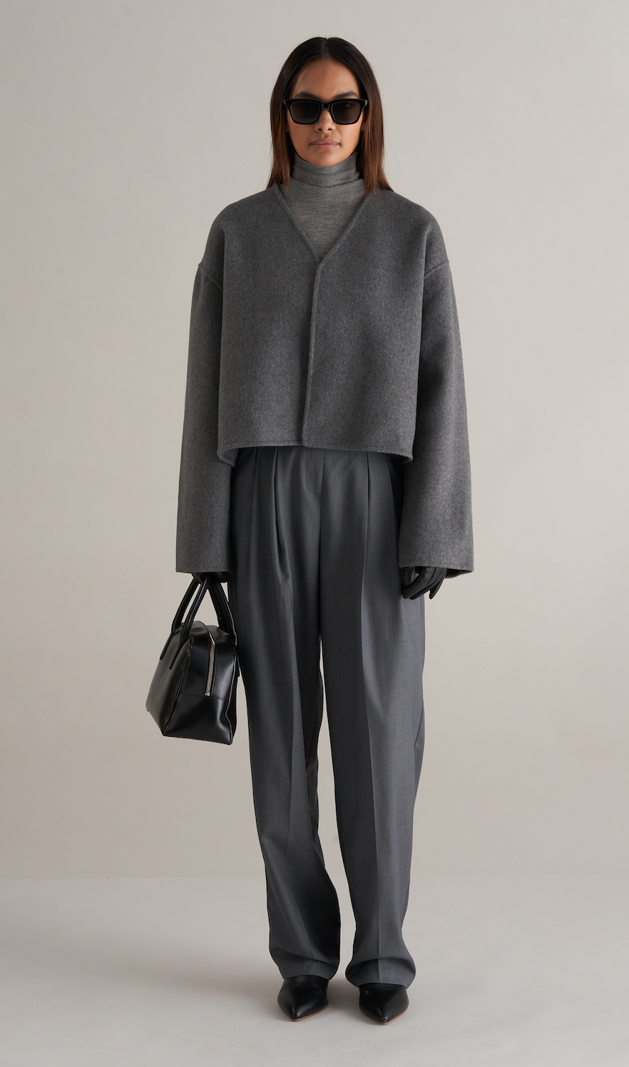 Lana Cropped Wool Jacket Grey