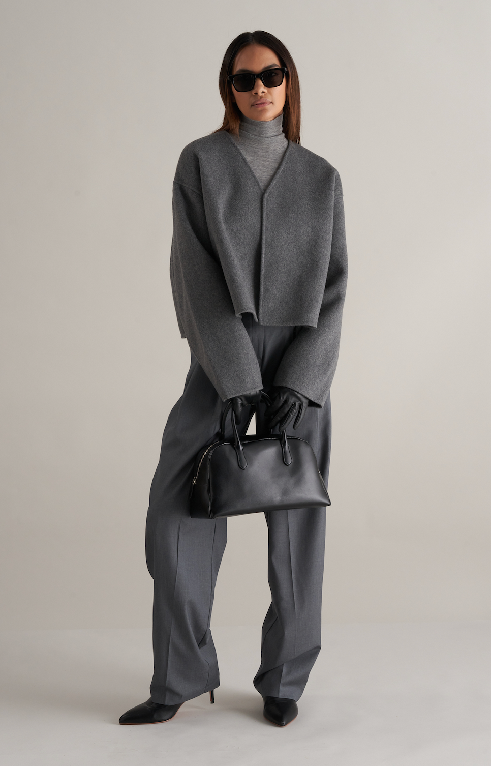 Lana Cropped Wool Jacket Grey