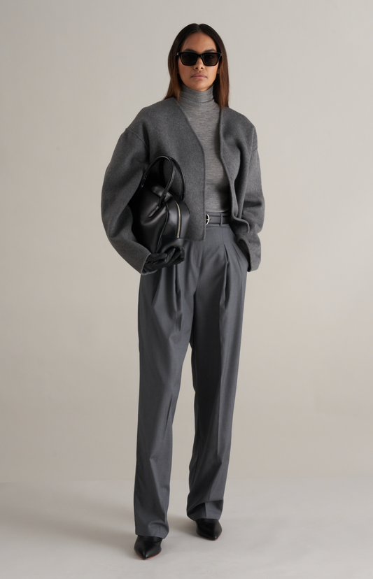 Lana Cropped Wool Jacket Grey