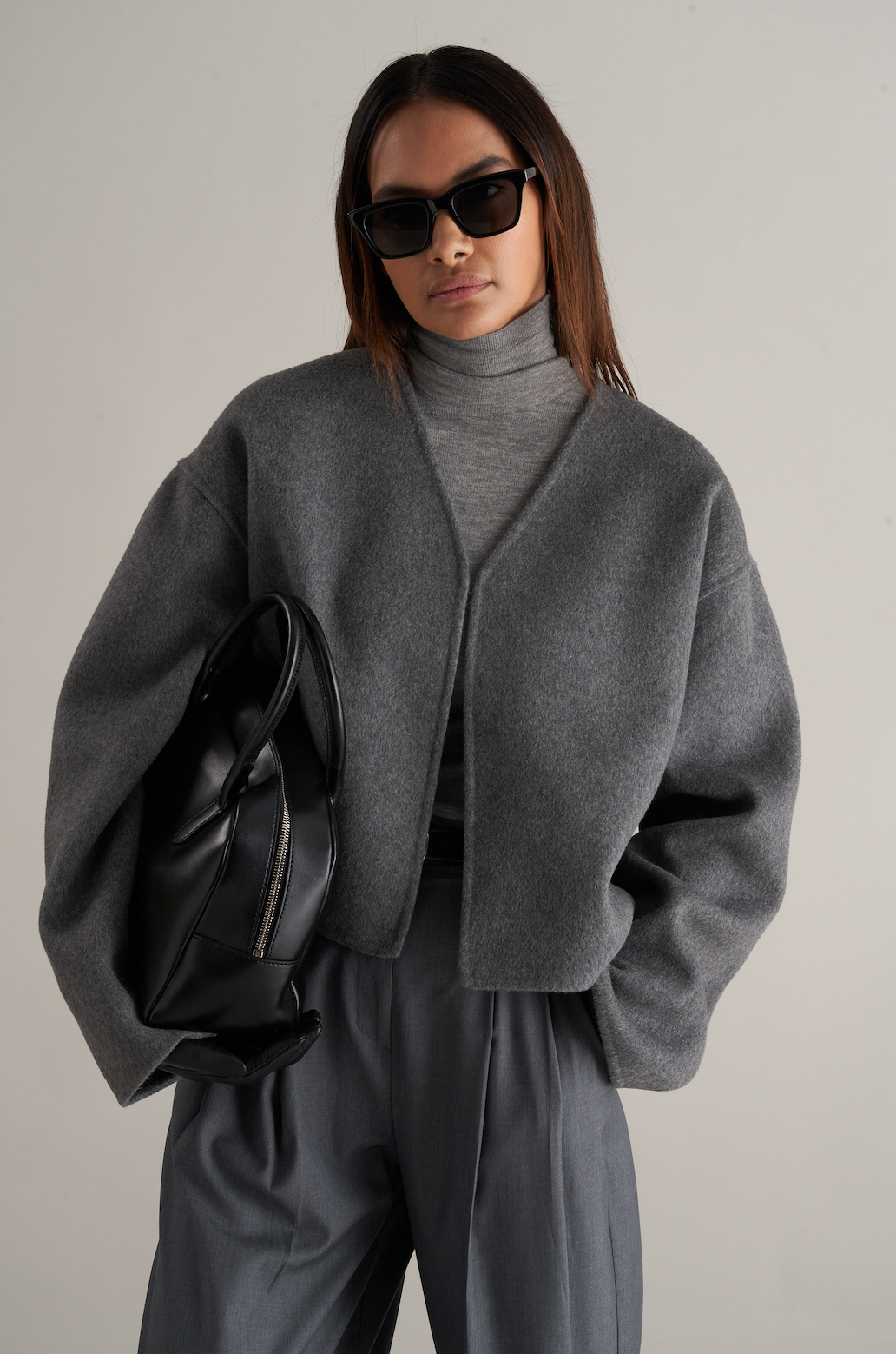 Lana Cropped Wool Jacket Grey