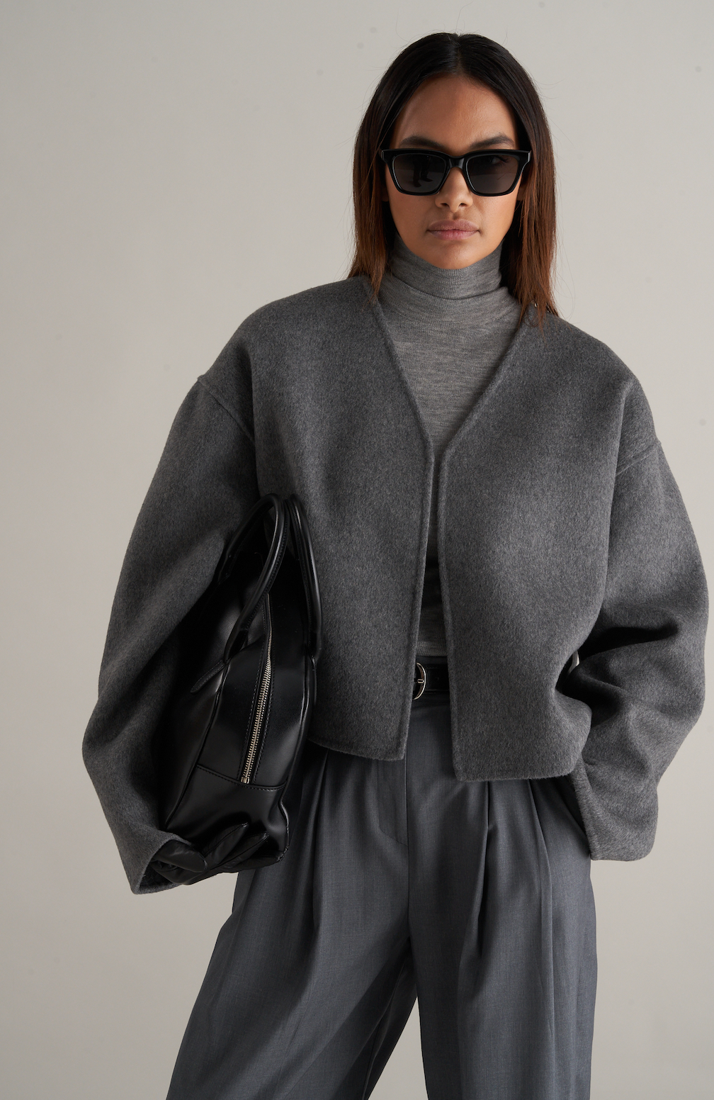Lana Cropped Wool Jacket Grey