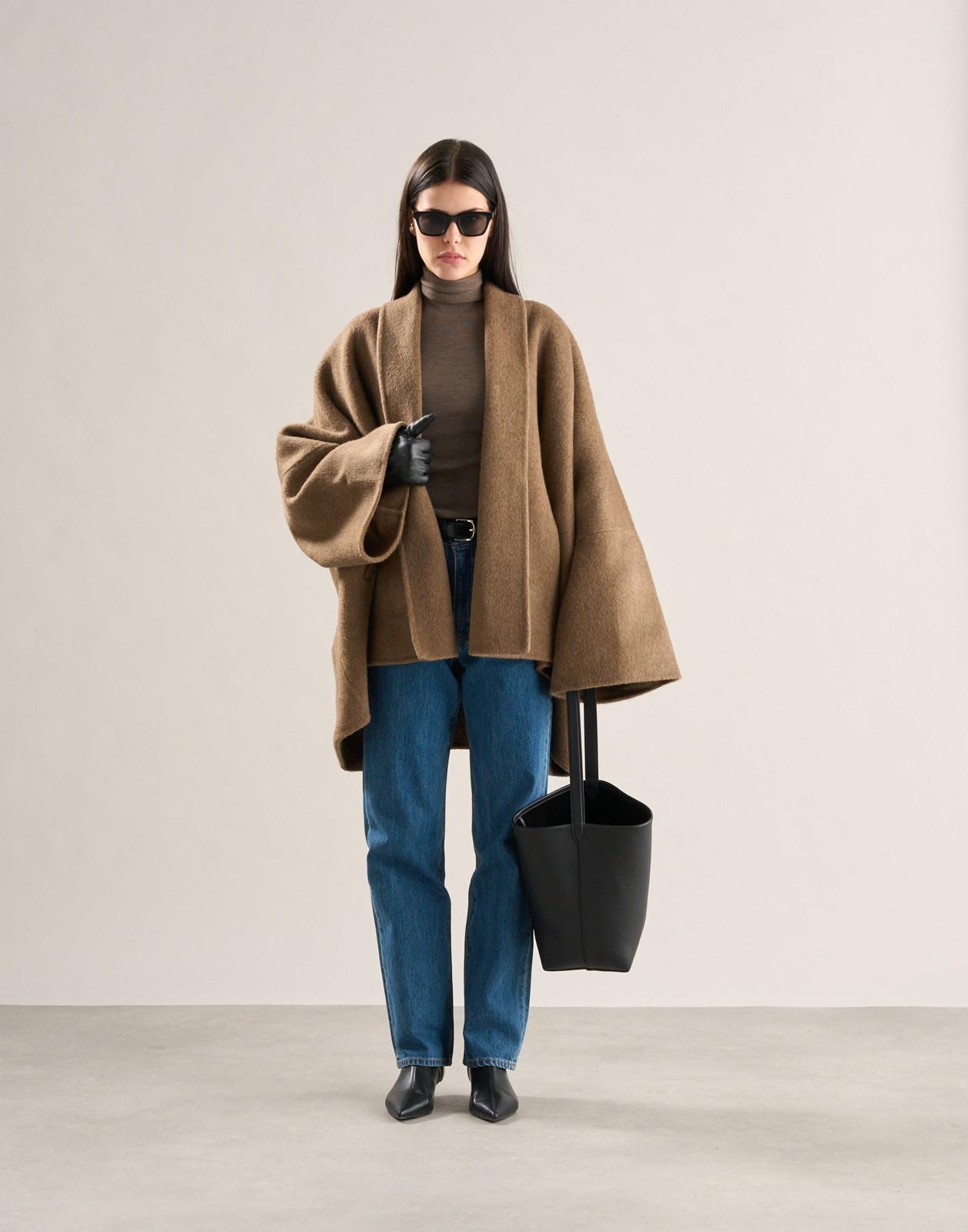 Wool Cape Jacket Taupe