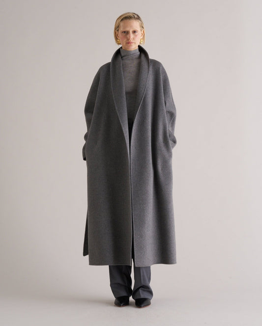 Enza Cashmere Blend Robe Coat Ash