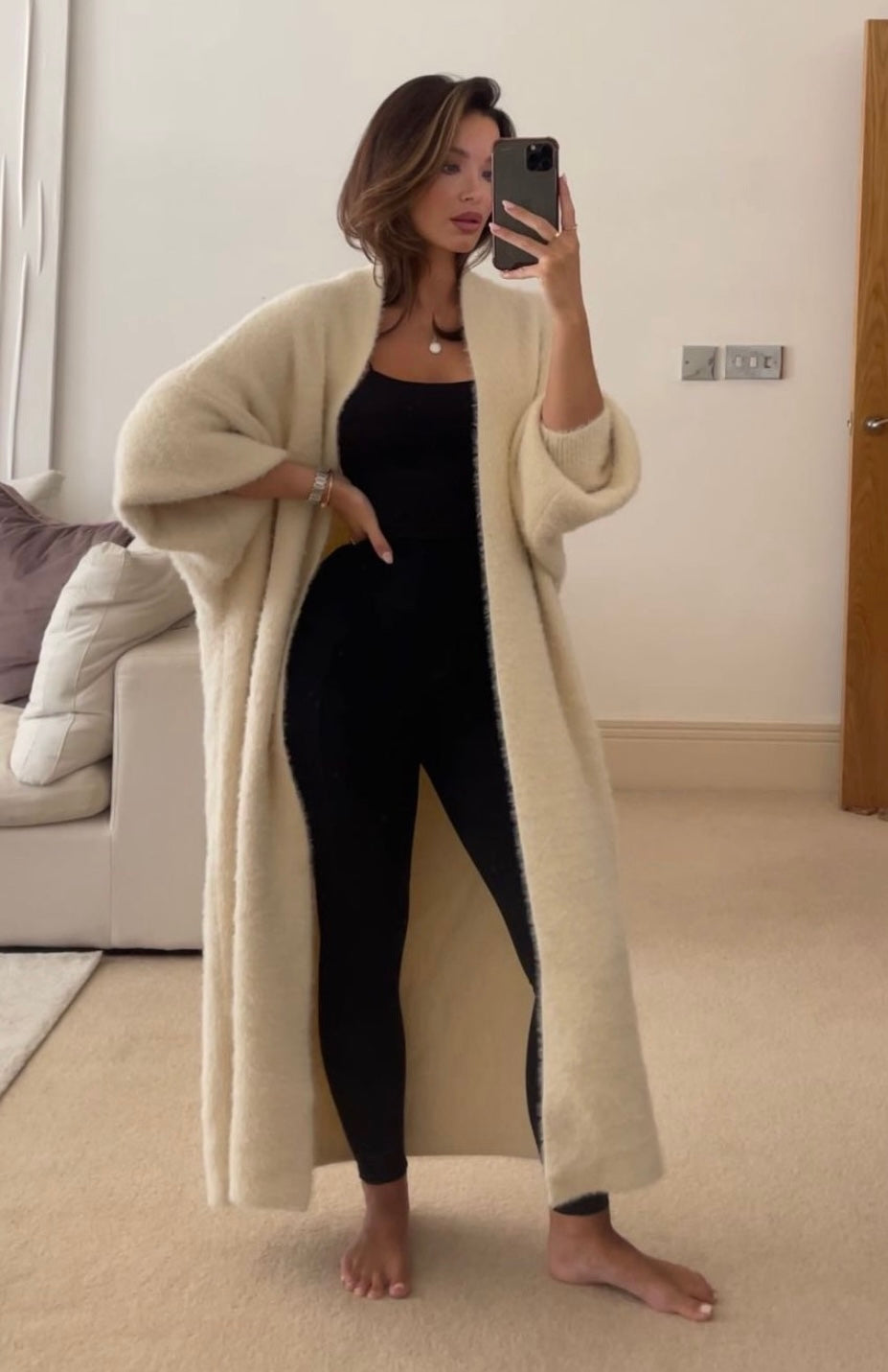 Lillie Maxi Cocoon Cardigan Milk