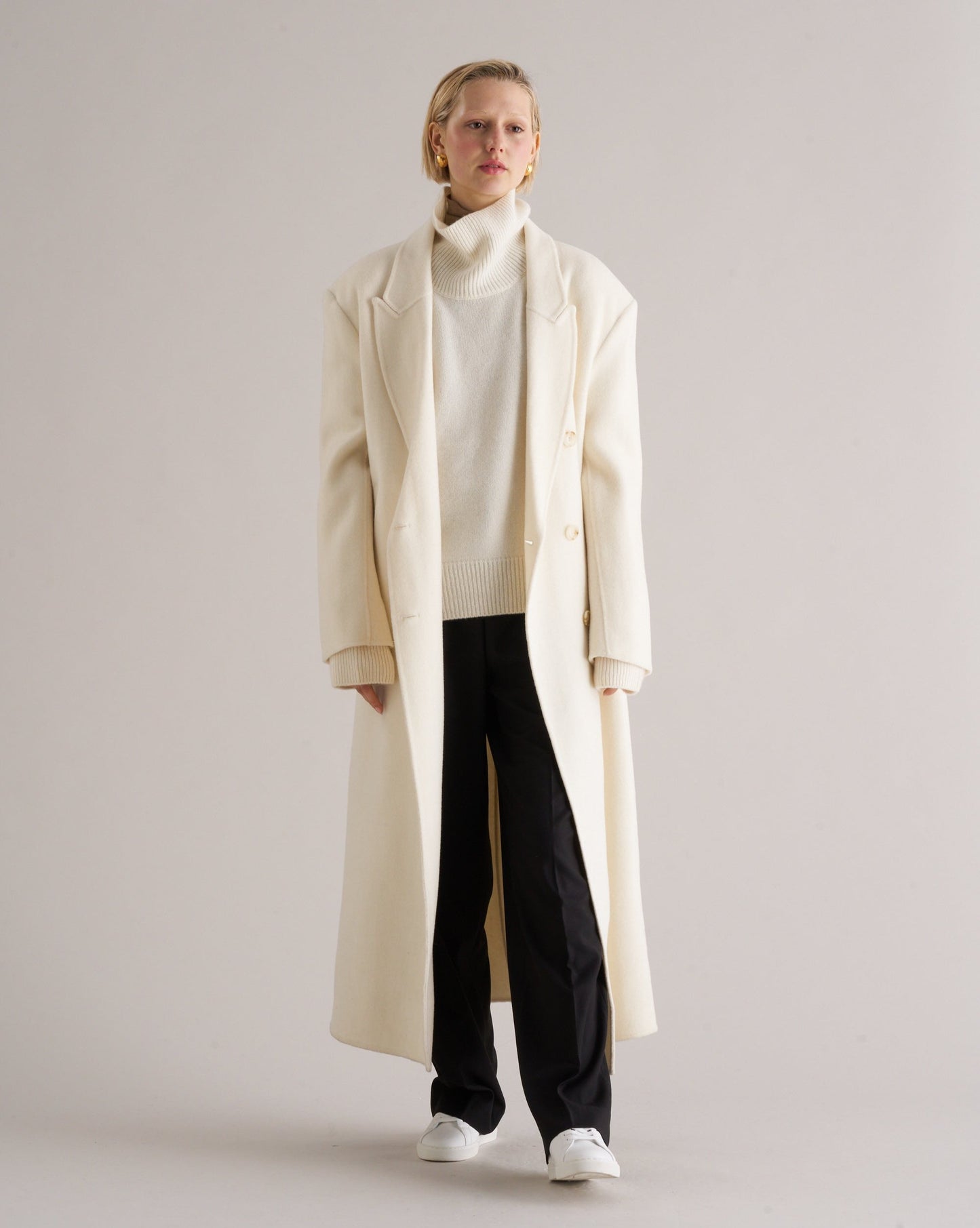 Claye Doublé Boyfriend Coat Ivory