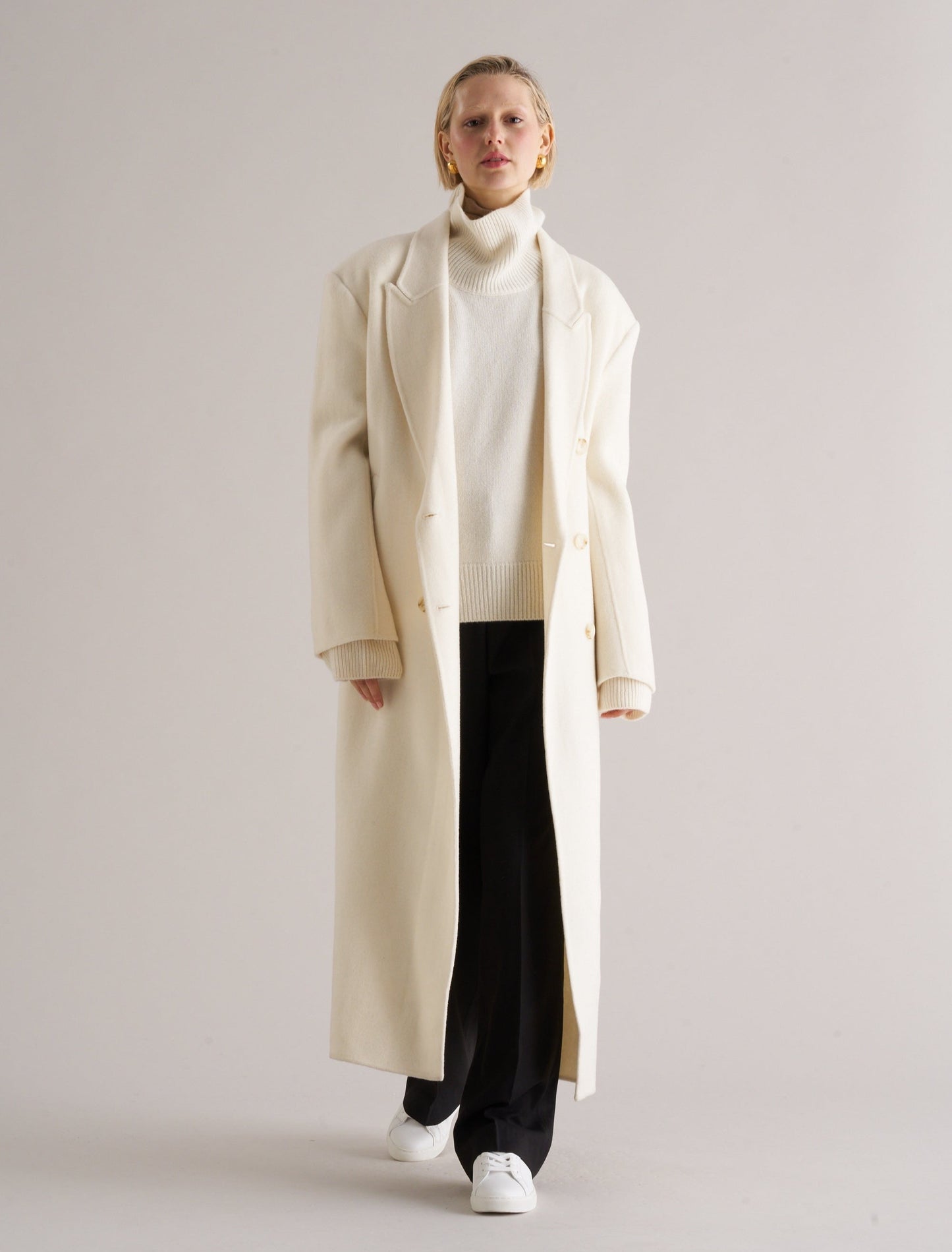 Claye Doublé Boyfriend Coat Ivory