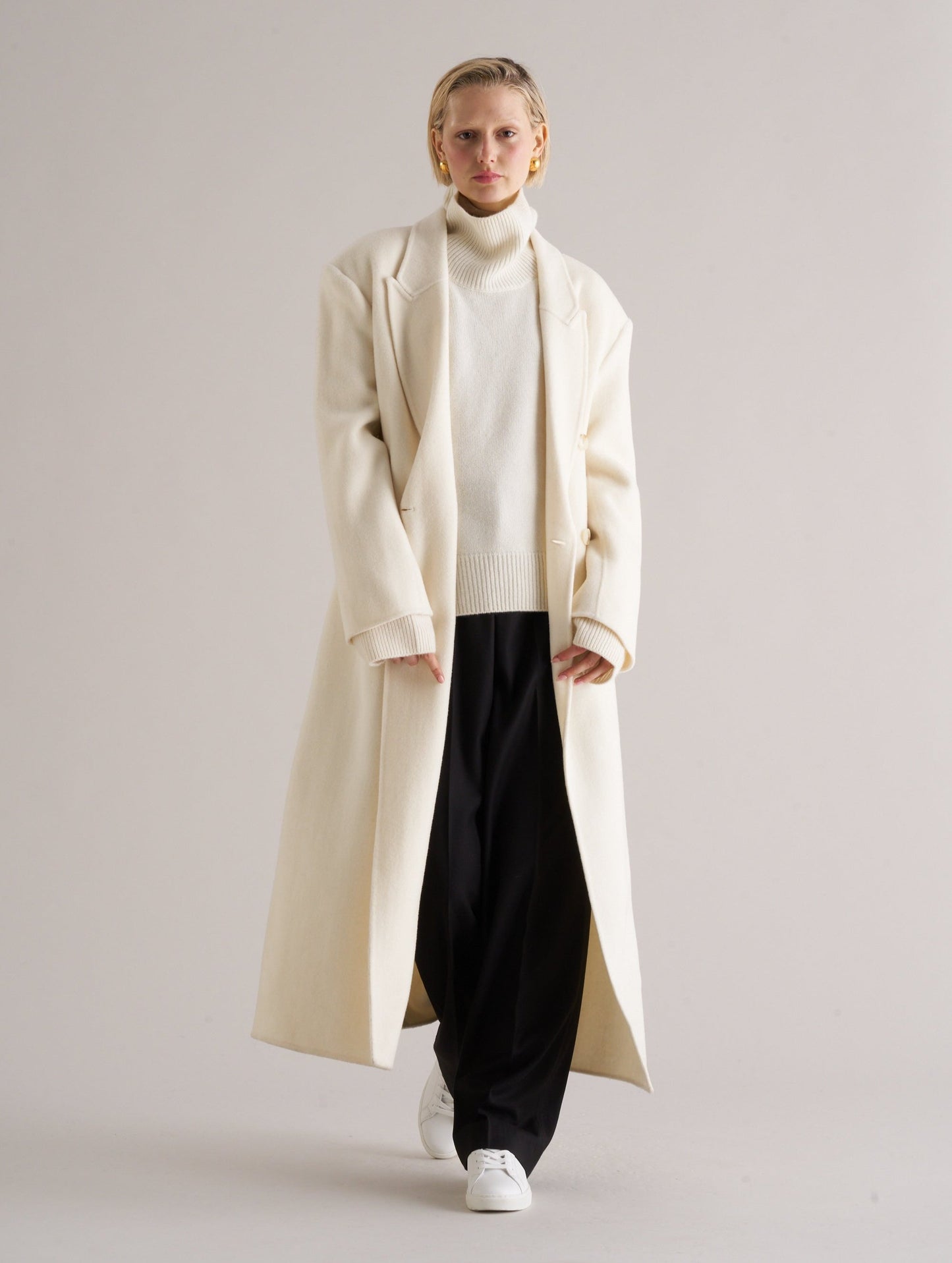 Claye Doublé Boyfriend Coat Ivory