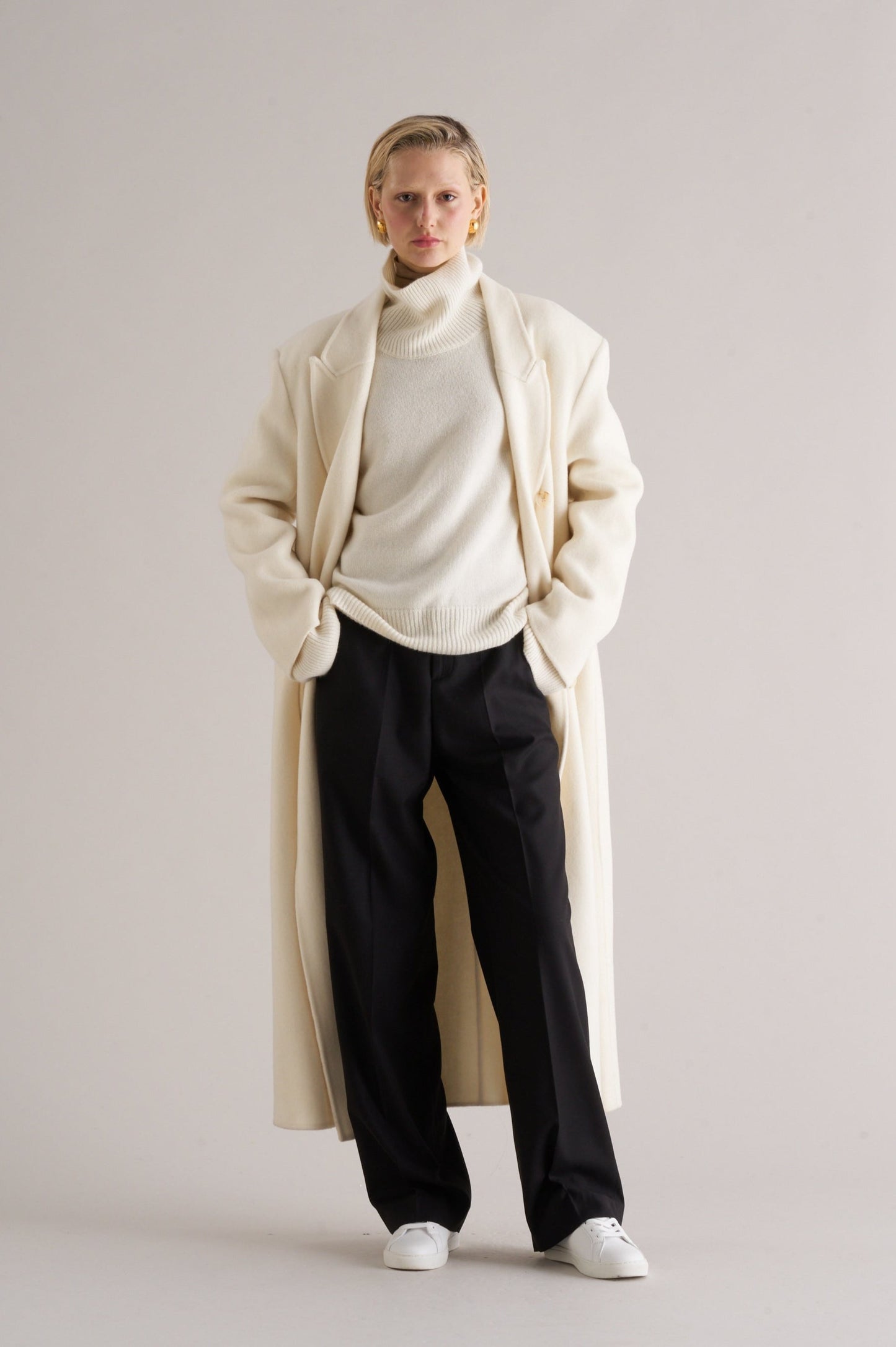 Claye Doublé Boyfriend Coat Ivory