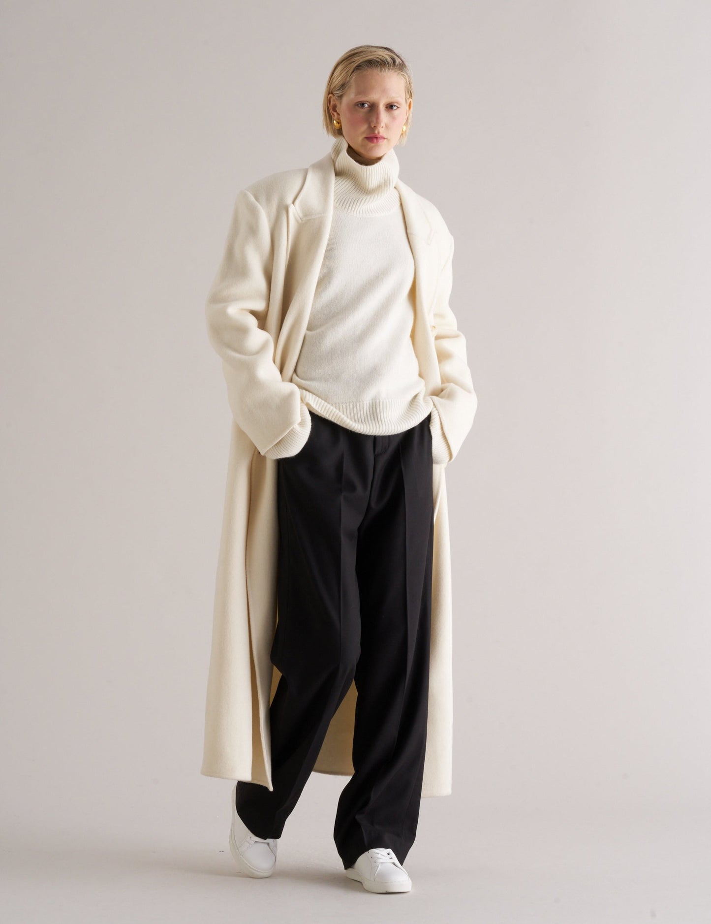 Claye Doublé Boyfriend Coat Ivory