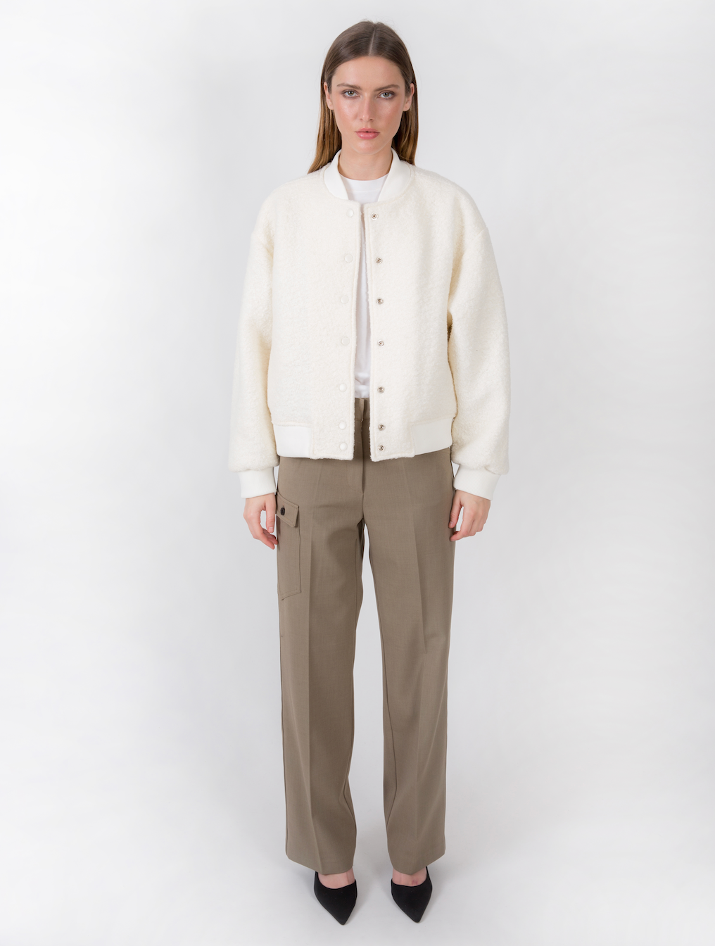 Viky Wool Bouclé Bomber Milk