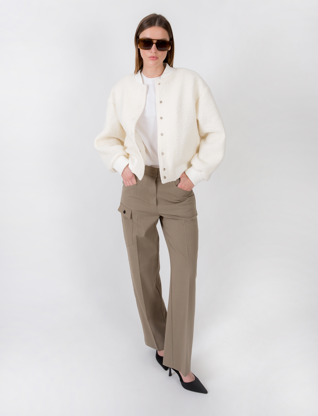 Viky Wool Bouclé Bomber Milk