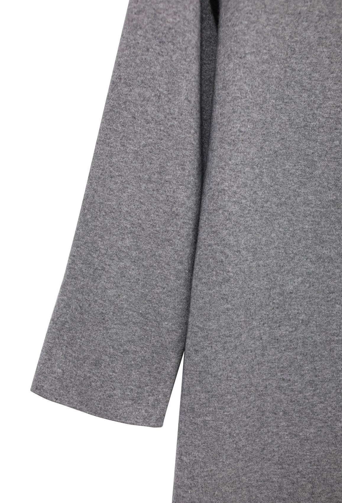 Signature High Neck Wool Slit Dress Graphite