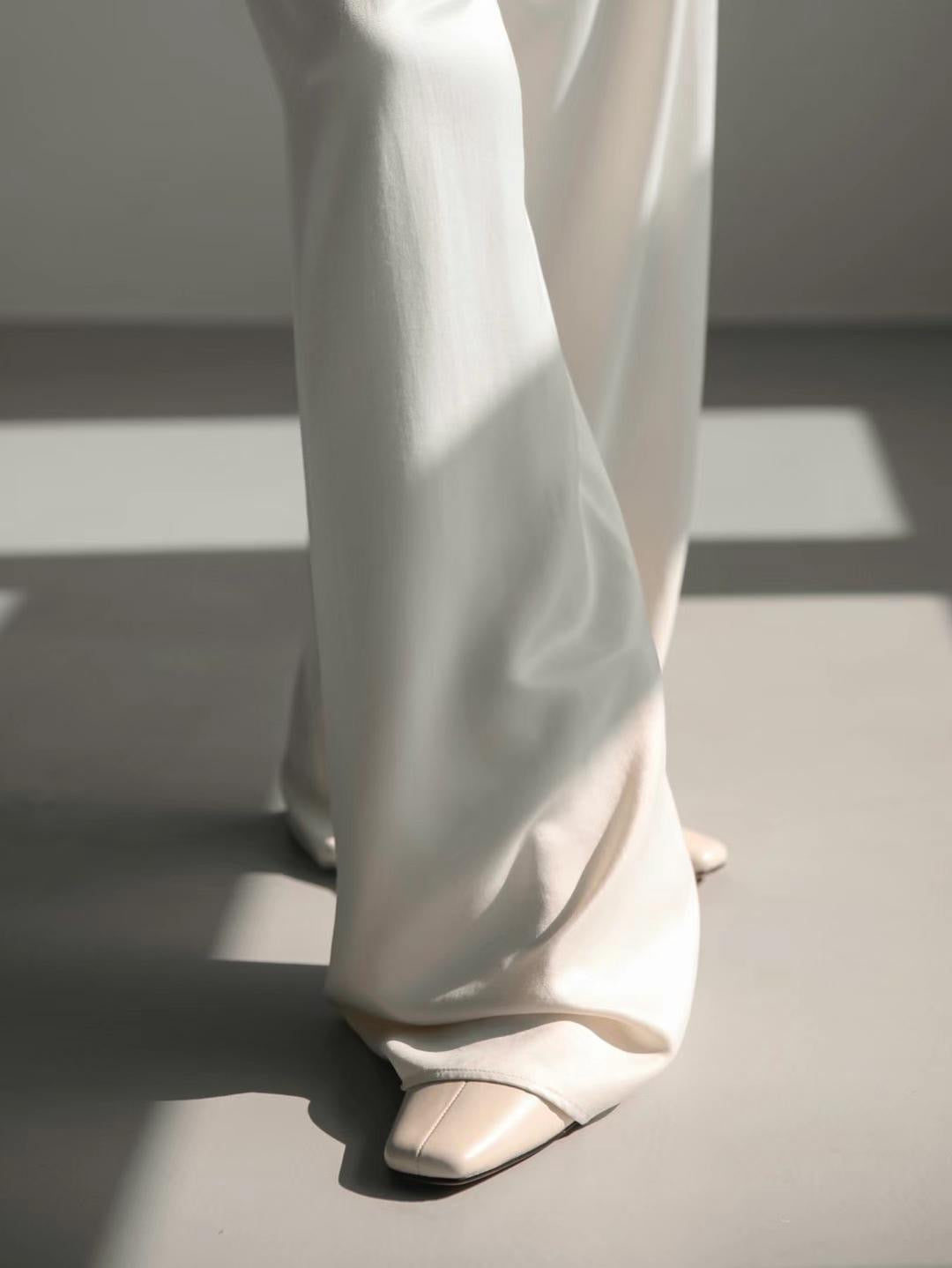 Zax Silky Wide Leg Pants Blanc