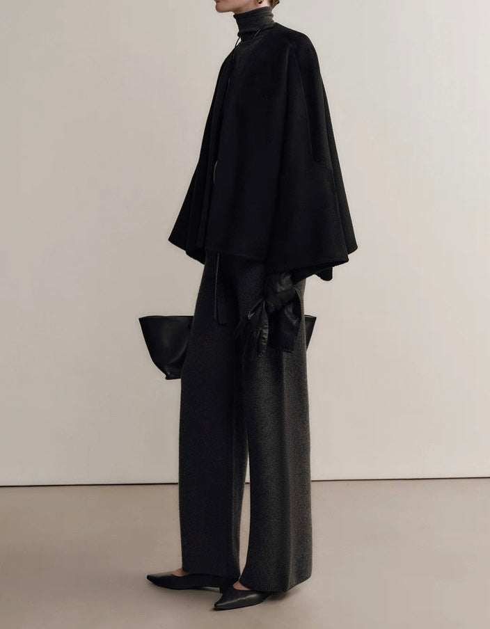 Wool Cape Jacket Onyx
