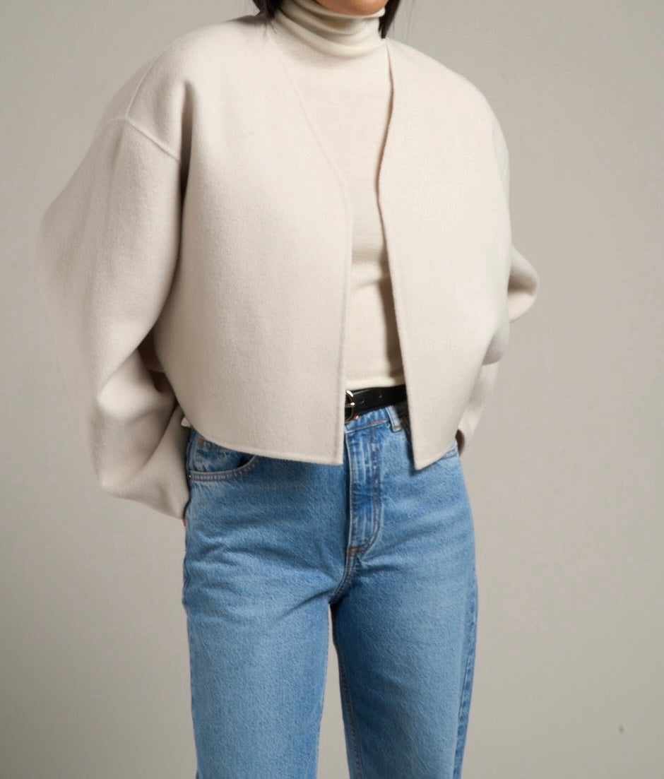 Lana Cropped Wool Jacket Bone