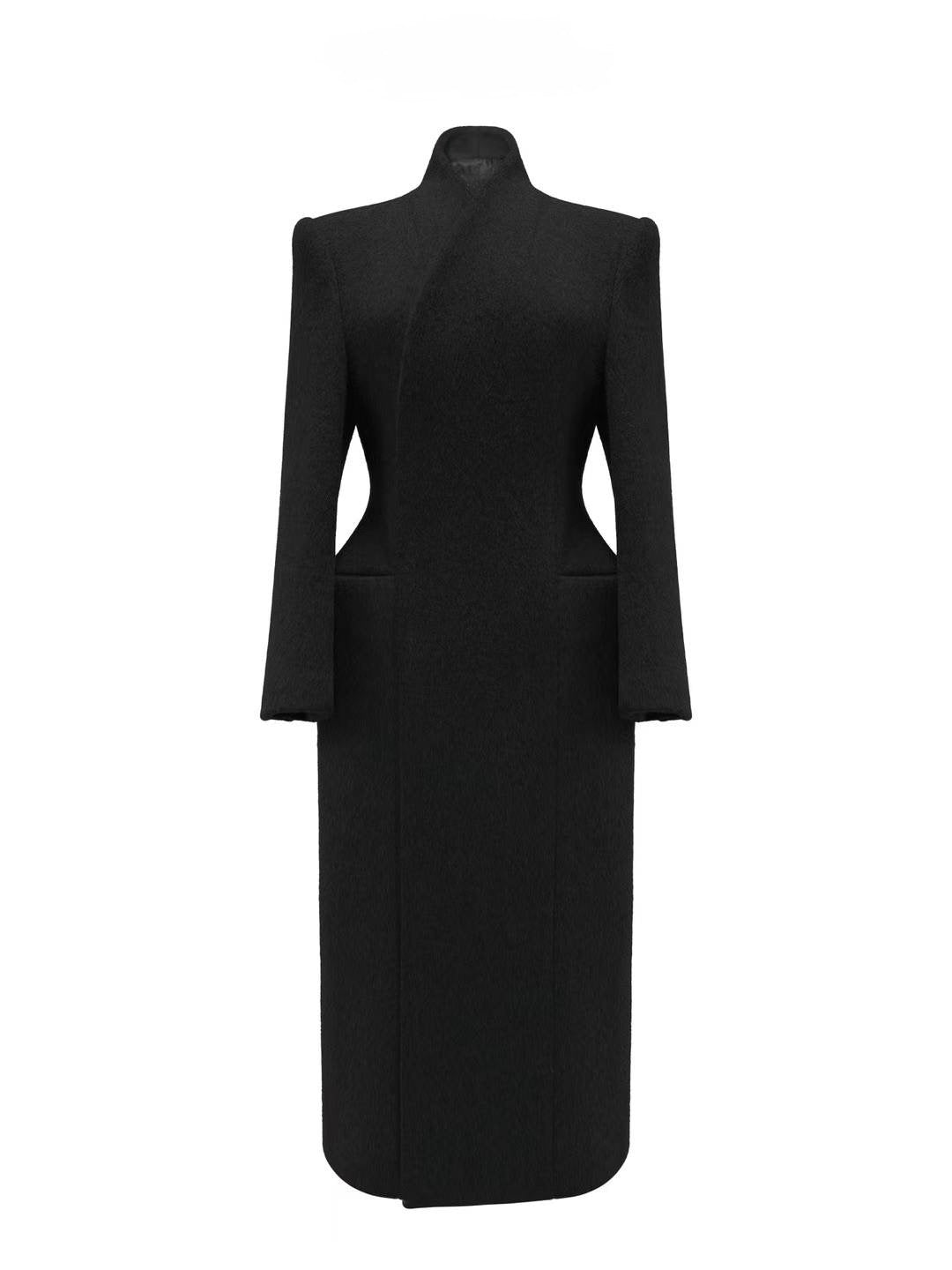 Paro Wool Hourglass Coat Black